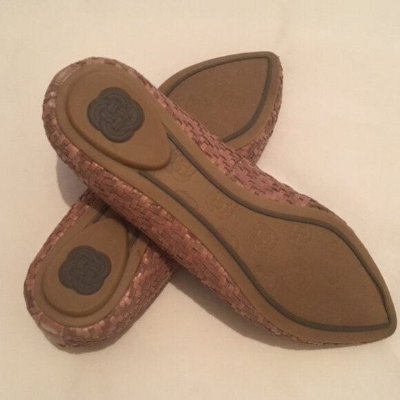 Elliott Lucca Aztec Taupe Woven Leather Pointed Toe Ballet Flats Size: 7 - Picture 5 of 6